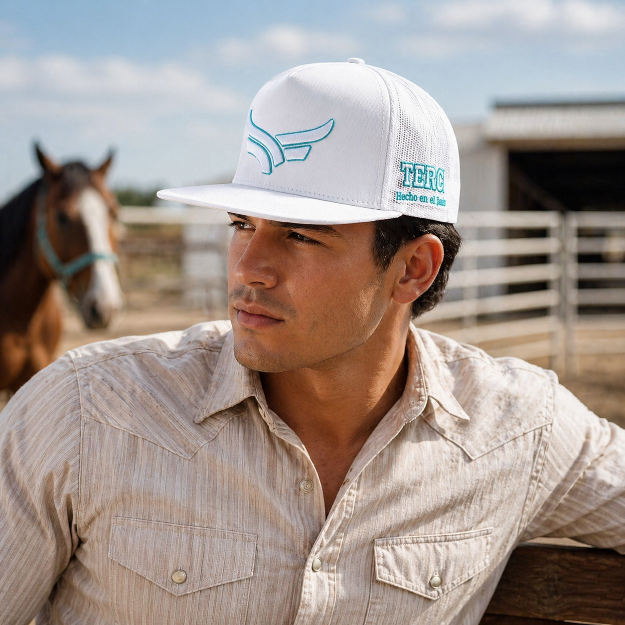 TERCO Wing Trucker Hat — White/Turquoise
