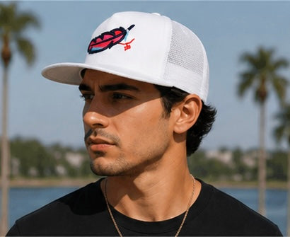 TERCO Colorful Feather Trucker Hat — White