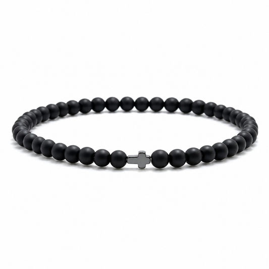 TERCO Black Stone Cross Bracelet