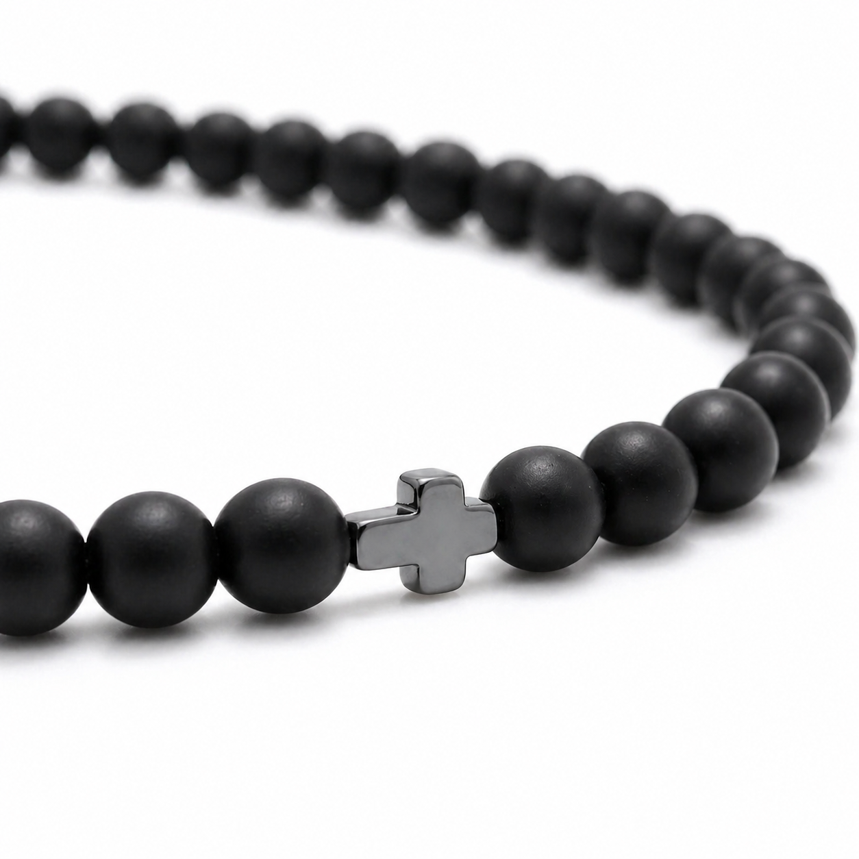 TERCO Black Stone Cross Bracelet